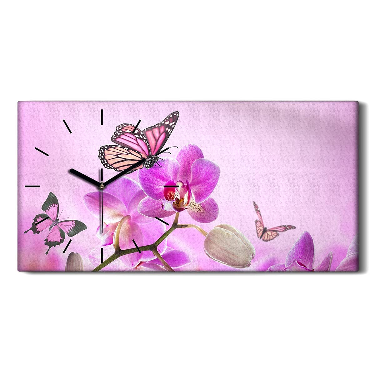 Image art moderne horloge en toile de qualité supérieure fleurs 60x30cm