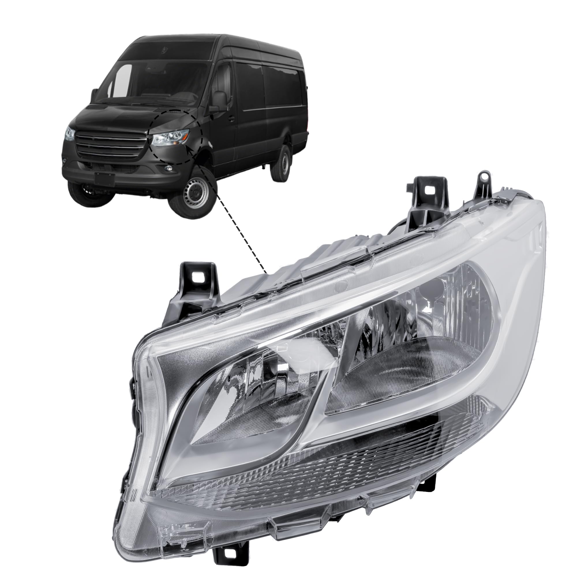 LONGLING Faros delanteros izquierdos con motor para Mercedes Sprinter W907/910 2019-2025