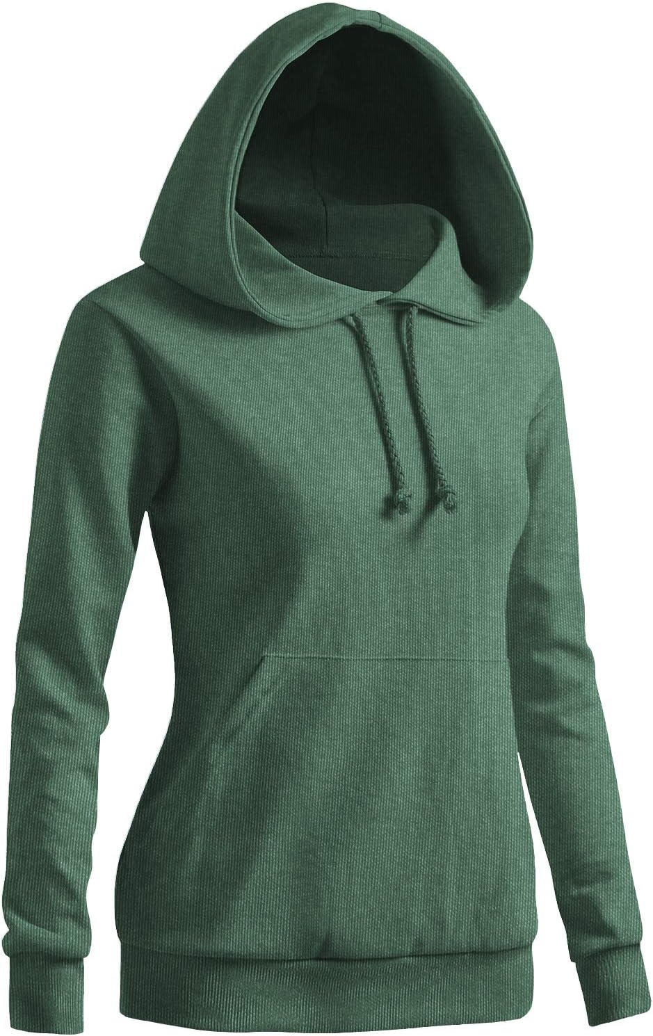 CLOVERY Women's Solid Hoodie Pocket Long Sleeve Hoodie Small Kwohol030_heathergreen