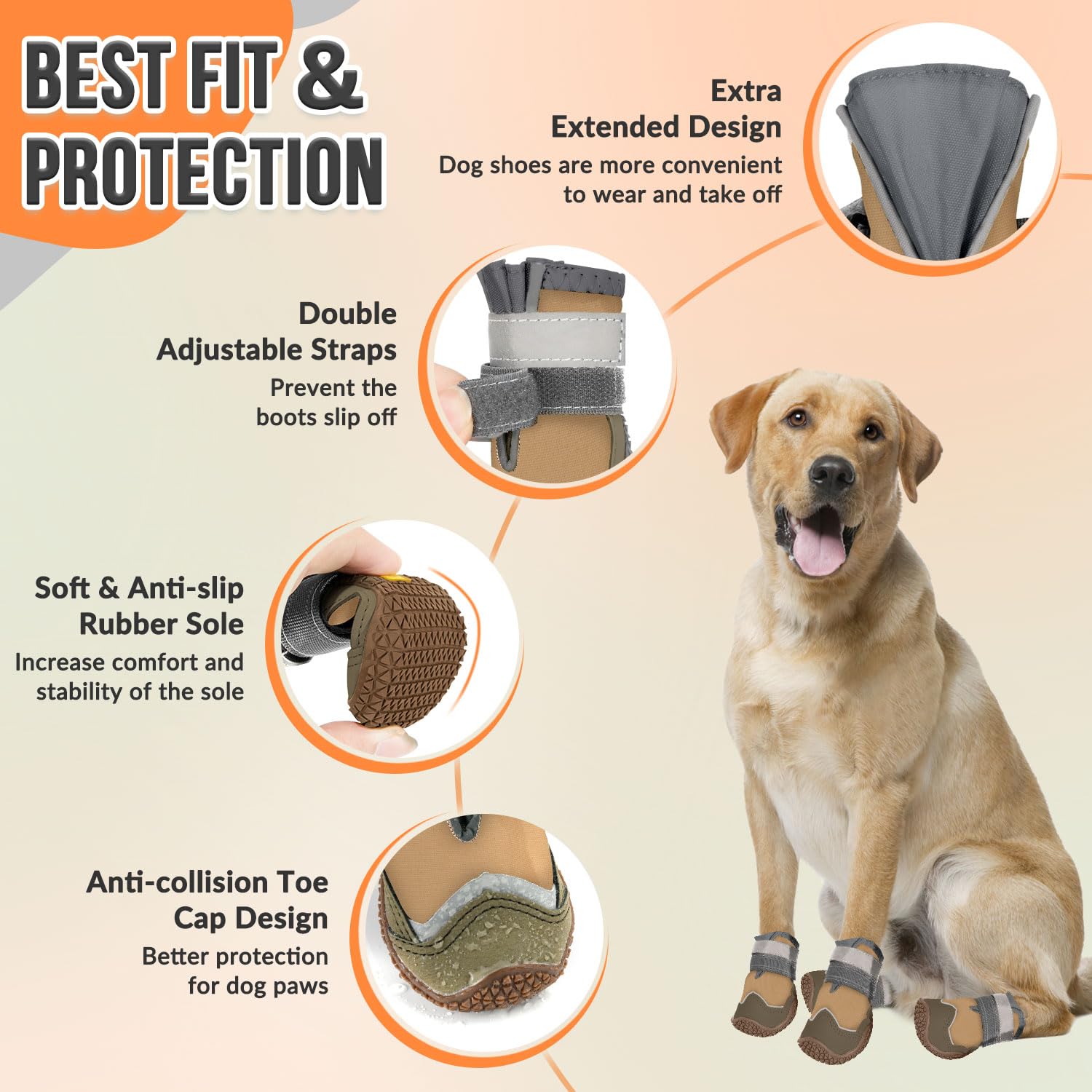 Eyein Dog Boots Paw Protector, Breathable Dog Boots for Injured Paws Waterproof, Dual Adjustable Washable Non-Slip Dog Shoes for Walking, Reflective Dog Shoes for Small Medium Large Dogs(2pcs) — view 22