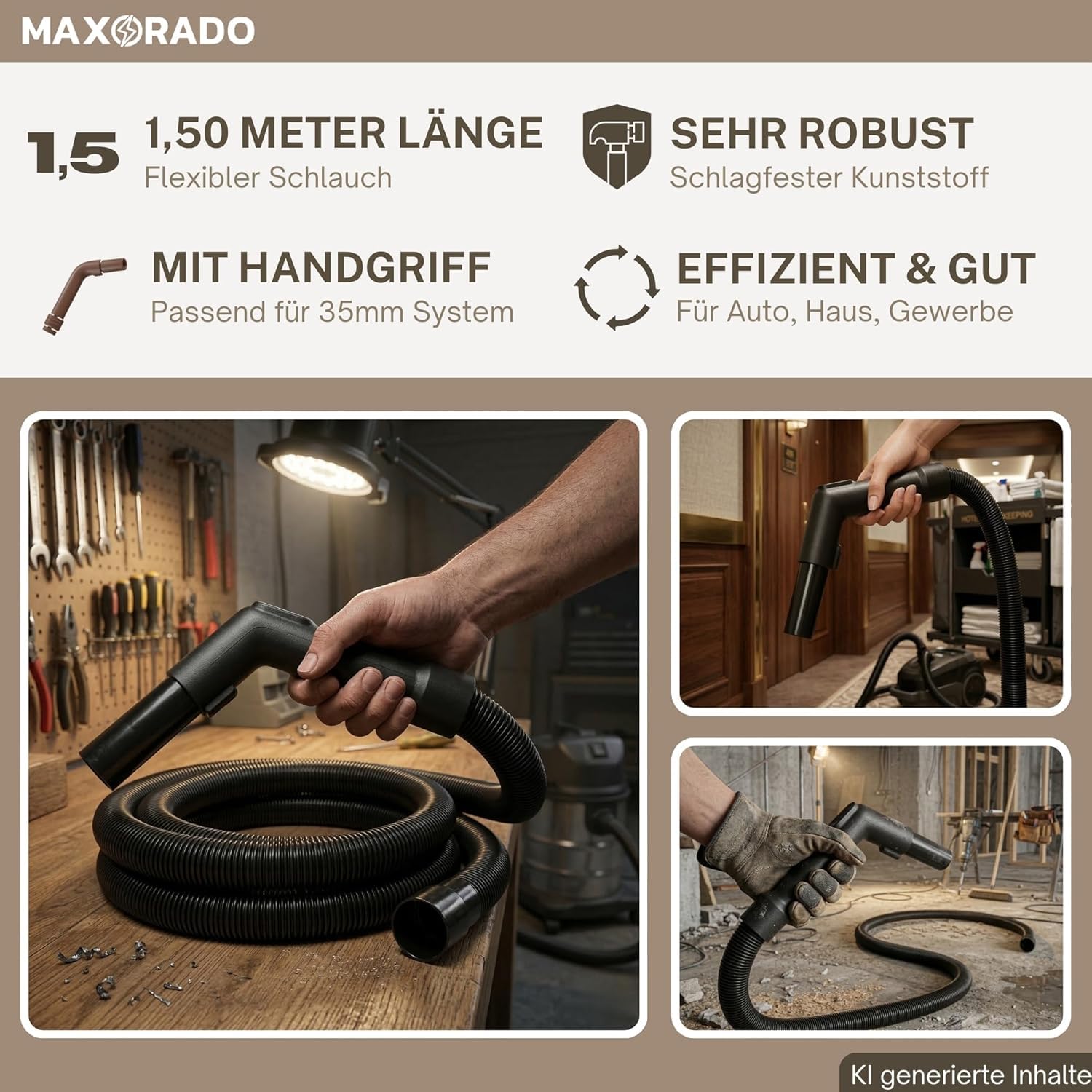 Schlauchschlauch 1,5m passend für Kränzle Ventos 32 L/PC AC 42 20 25 E/L 30 35 Staubsauger