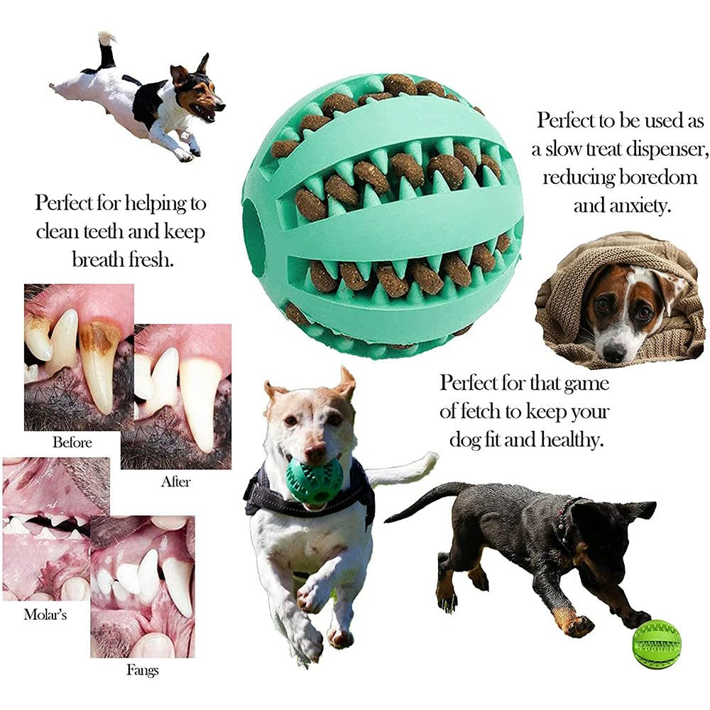 Juguetes para Cachorros, Pelota de Goma for Perros, Juguete for Cachorros, Grandes, Limpieza Dientes, Snack, 2 Unidades, Rojo, 6 cm(Green 5cm)