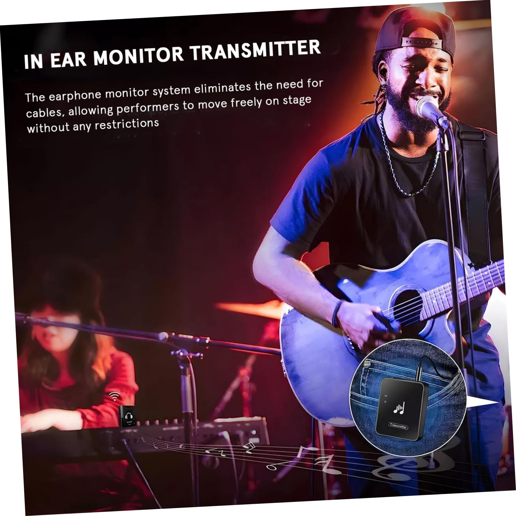 BESTonZON du Système De Streaming Système IEM De Récepteur De Intra-auriculaire Récepteur Et Émetteur Audio sans Fil Système Stéréo Black Abdos