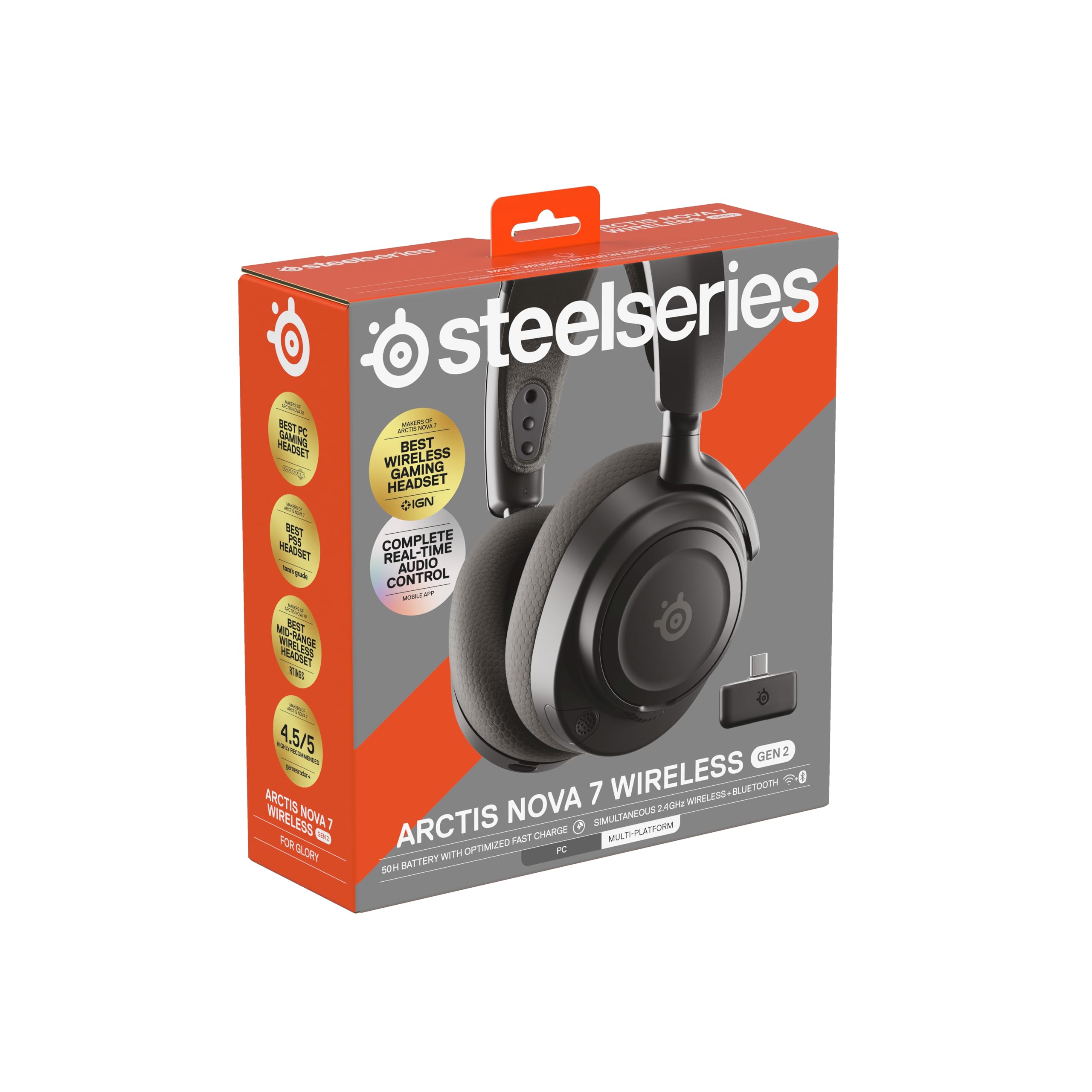 SteelSeries Arctis Nova 7 Wireless Gen 2 Auriculares gaming multiplataforma -Control de app en tiempo real -Más de 50 horas -Controladores magnéticos de neodimio -2,4 GHz y Bluetooth -PC,PS5,Switch1/2