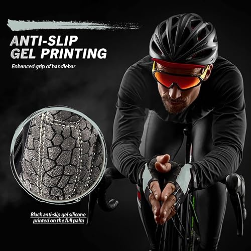 Miniatura 5 de Guantes de bicicleta para hombres y mujeres con almohadilla antideslizante que absorbe los golpes, guantes de ciclismo ligeros de medio dedo