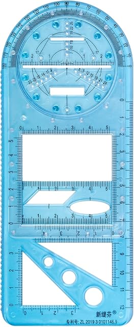 Windspeed 2021 Multifunctional Geometric Ruler, New Flexible Mathematics Drawing Ruler Compasses Protractor All In One, Plastic Draft Scale Rulers for School Painting Template Measuring Supplies