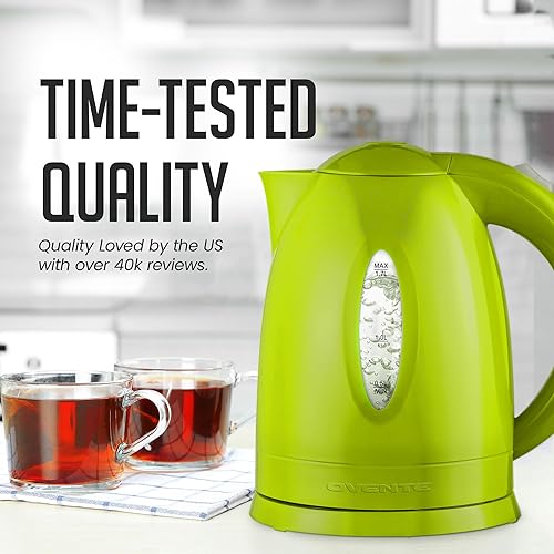 Miniatura 5 de OVENTE KP72G - Hervidor eléctrico de 0.45 g (1.7 litros), calentador de agua inalámbrico de ebullición rápida sin bisfenol A (BPA), apagado