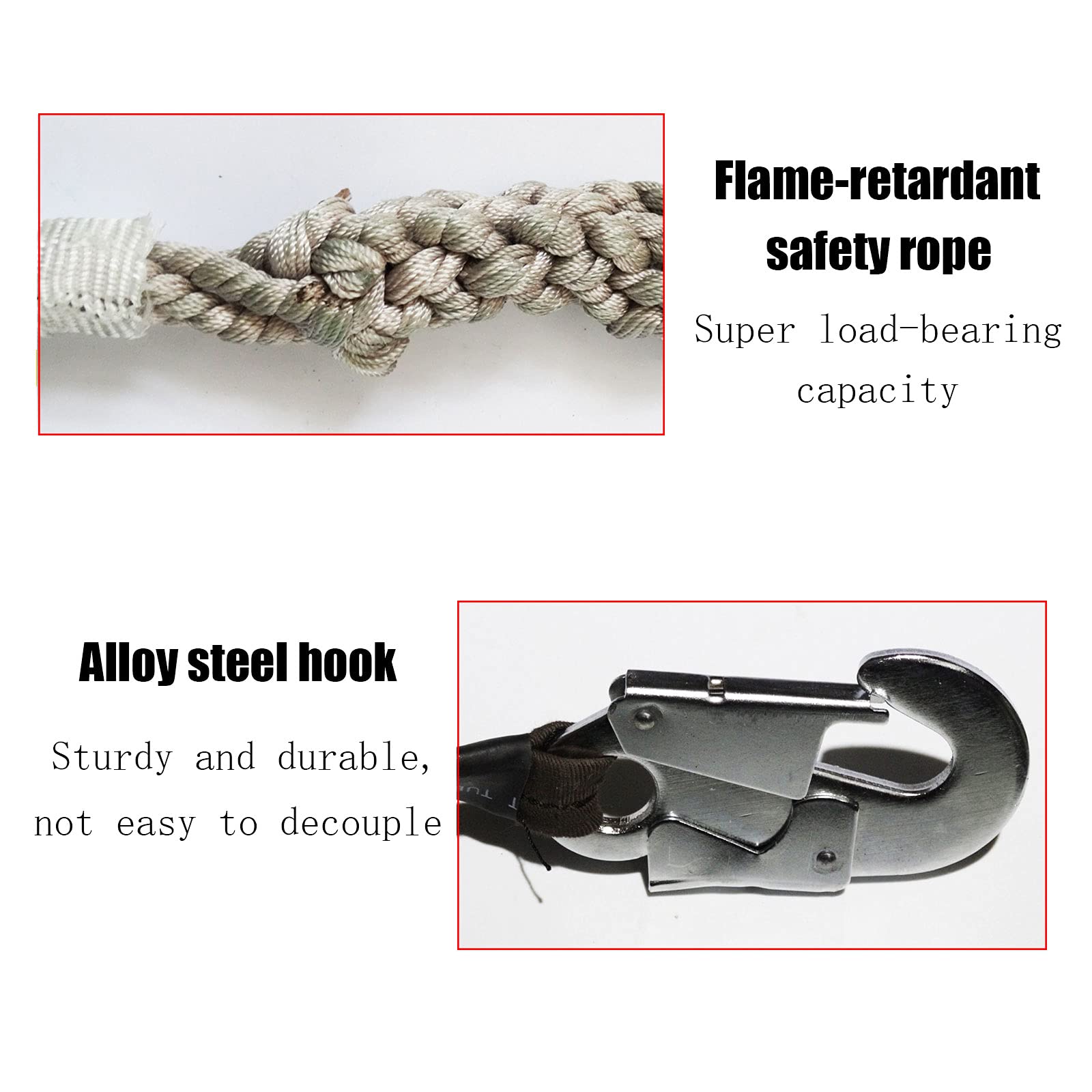Dispositivo Anticaídas Retráctil de Cable, Arnes de Seguridad Anticaídas Retráctil con Gancho y Cincha de Dyneema, 5-20m, Equipo de Protección Personal para Andamio Construcción a Gran Altitud