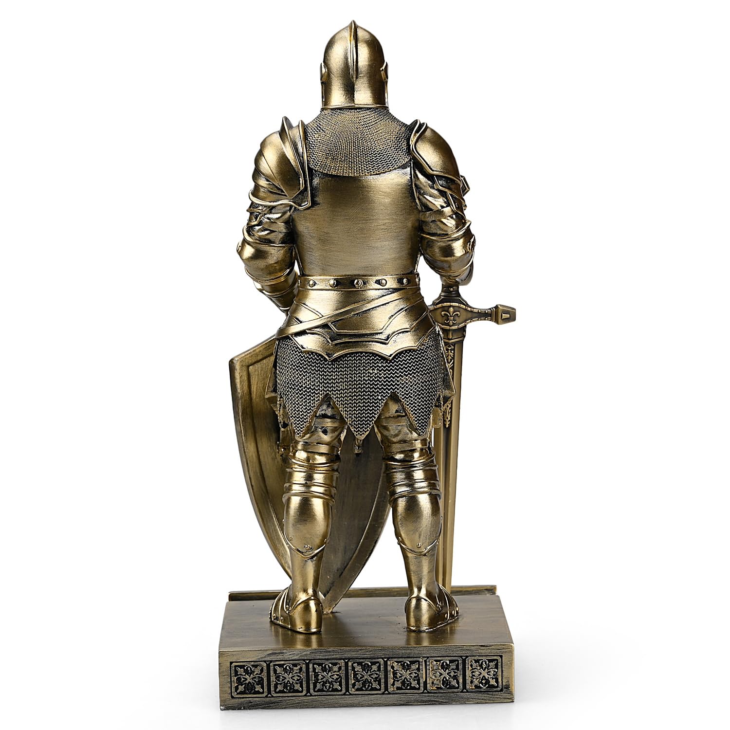 Ozdoba King's Guard figurka rycerza na biurko, akcesoria biurkowe, uchwyt na długopis, stojak do papieru do biura i domu (brązowy)