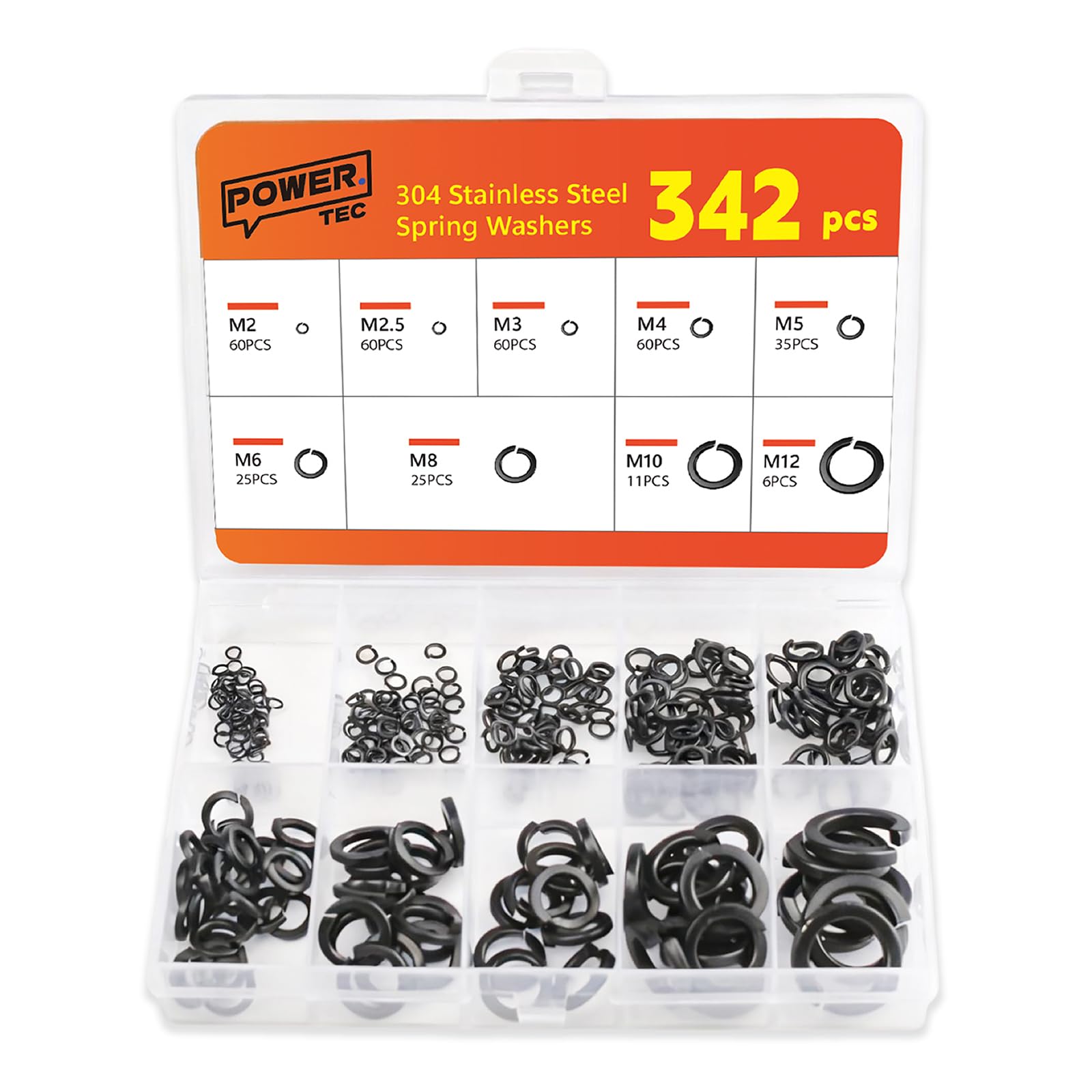 342 Pcs Black Stainless Steel Penny Washers Spacers Set,Assorted Metal Washers For Bolt Sscrews,Flat Washer For Home Decoration Factories Repair (342, black, Stainless Steel Spring Washers)