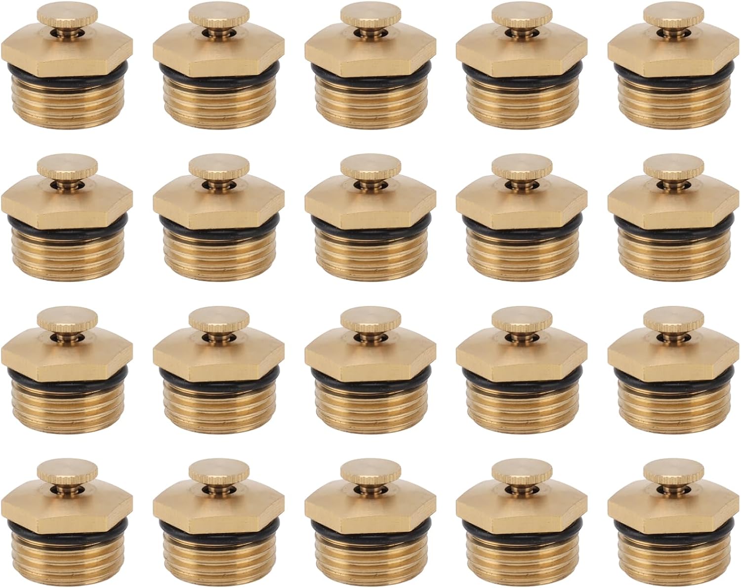 20 Pack Brass Misting Nozzles 1/2 Inch Adjustable Dust Removal Cooling Atomizers for Lawn Garden