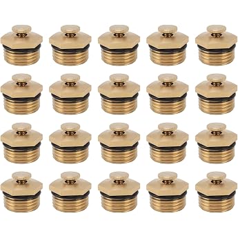 Pack of 20 Brass Mist Nozzles Brass Nozzle Adjustable Mist Nozzles Sprinkler Cooling System Mist Nozzles Replacement Heads Threaded Fitting Spray Head for Patios Lawn Landscape Dust Control Outdoor Cooling System