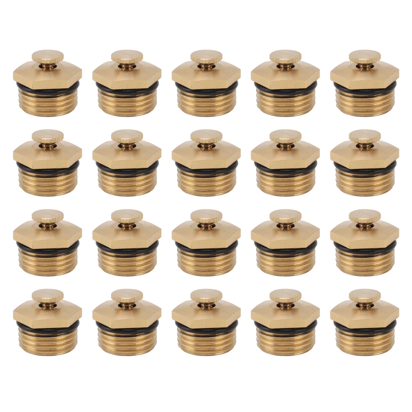 Lybunair 20PCS Adjustable 1/2 Inch Brass Misting Nozzles for Lawn Garden Dust Removal and Cooling Atomizers