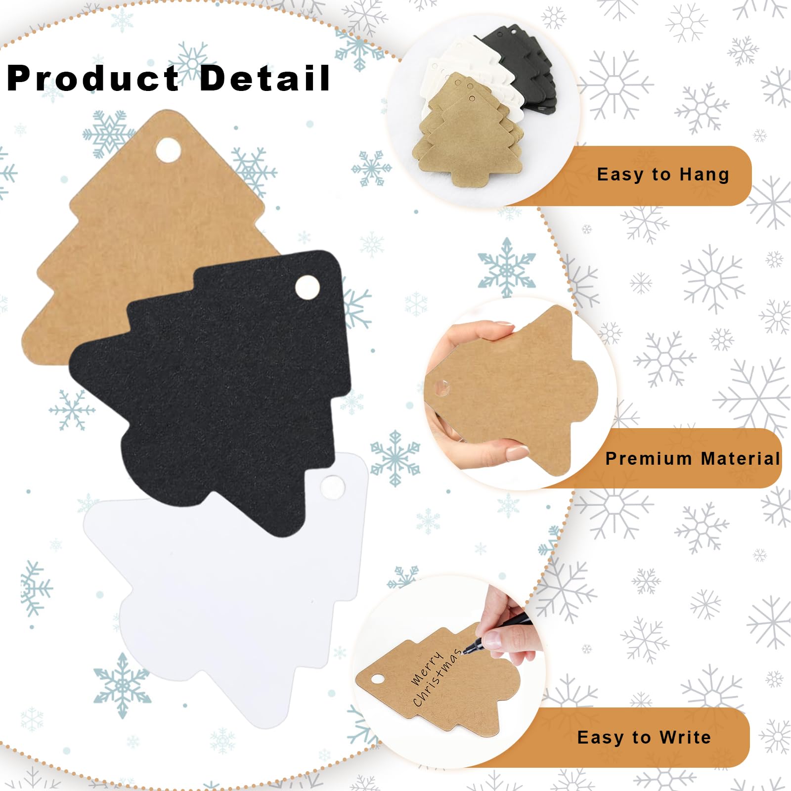 CHIHOLEN 96 Weihnachtsgeschenk-Anhänger Aus Kraftpapier - Festliche Etiketten Mit Schnur Für Geschenkverpackung & Baumdekoration