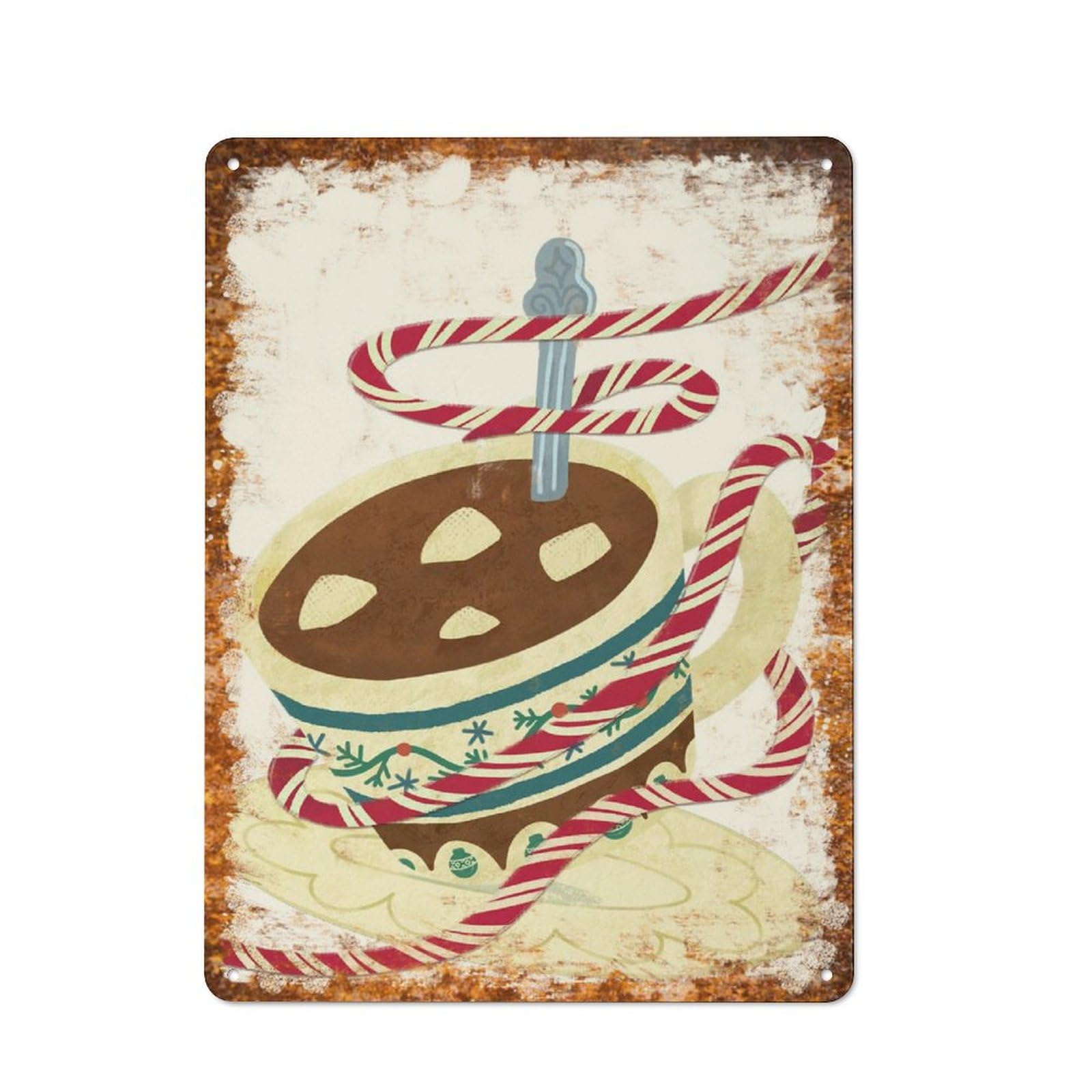 peiyeety Metal Tin Sign Christmas Hot Cocoa Pattern Vintage Rustic Wall Art Kitchen Bathroom Bedroom Living Room Cafe Farmhouse Entryway Office Garage Home Bar Laundry Room Porch Patio 6x8 Inch