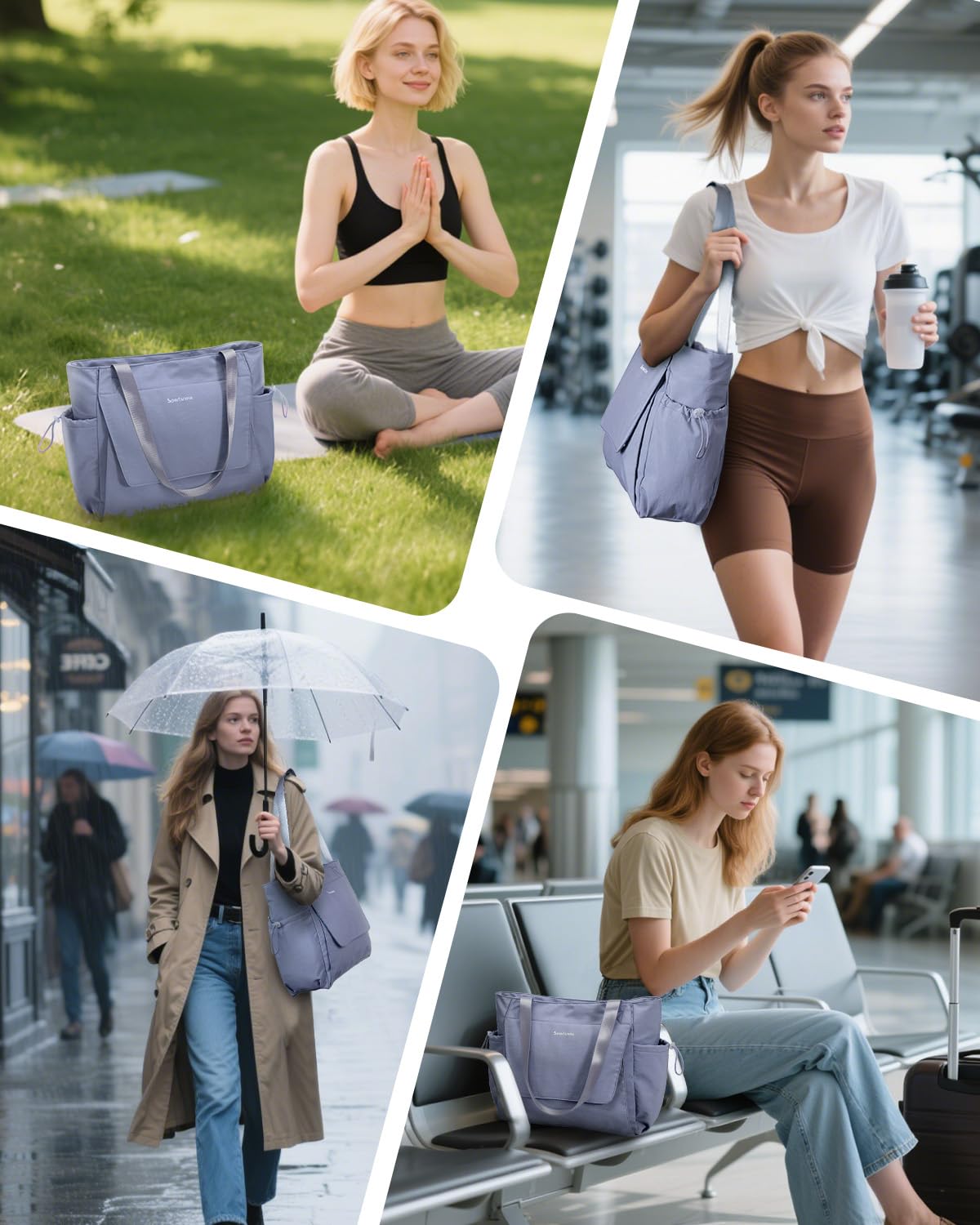 sportsnew Borsa Yoga con Tappetino Borsa Sportiva Unisex con Tasca Impermeabile Tote Grande con Zip Leggera e Capiente per Fitness e Palestra Fino a 10mm di Tappetino Yoga