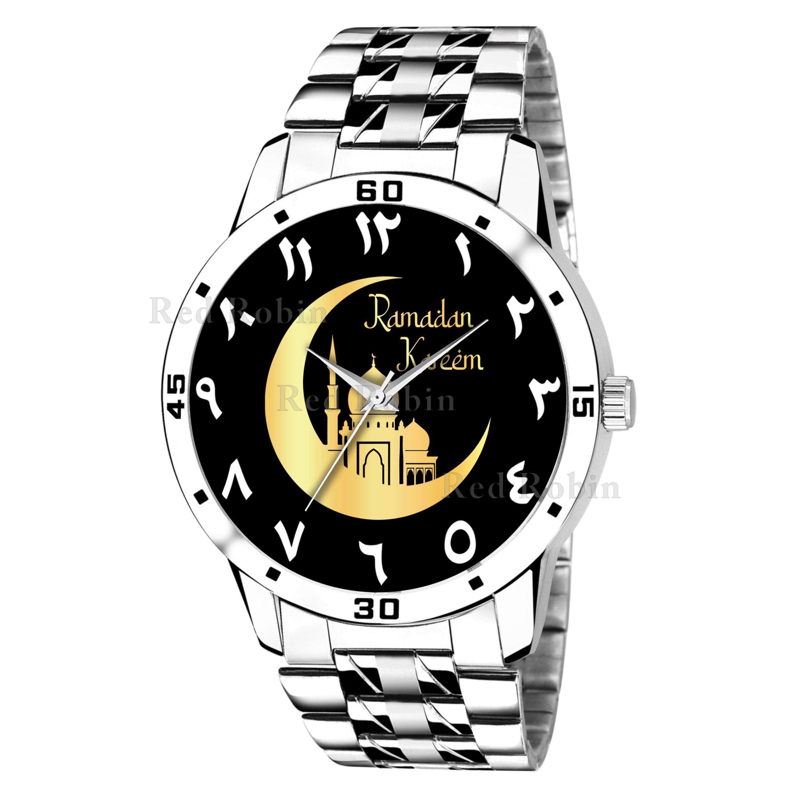 Talgo Analog Ramadan Design Black Dial Stylish Silver Stainless Steel Strap Wrist Watch for Muslim Men and Boys, Pack of 1 - Ramadan-AVO-SIL-STL (B0CXMBD1KR) Amazon Price History, Amazon Price Tracker