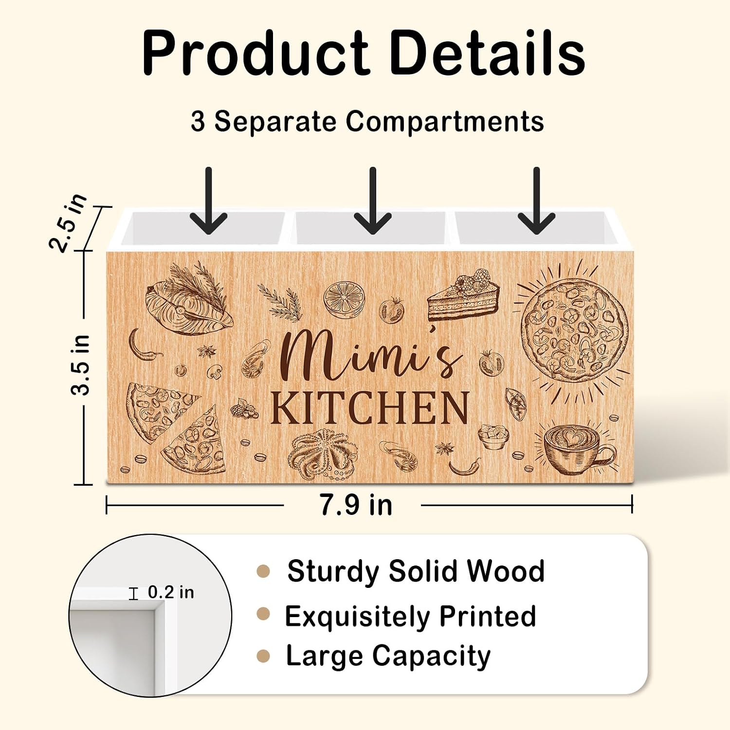 Mimi Gifts Kitchen Utensil Holder Counter Decor, Grandma Mimi's Kitchen Countertop Organizer Accessories, Mimi Gifts Wooden Cooking Utensil Holder for Grandma Counter