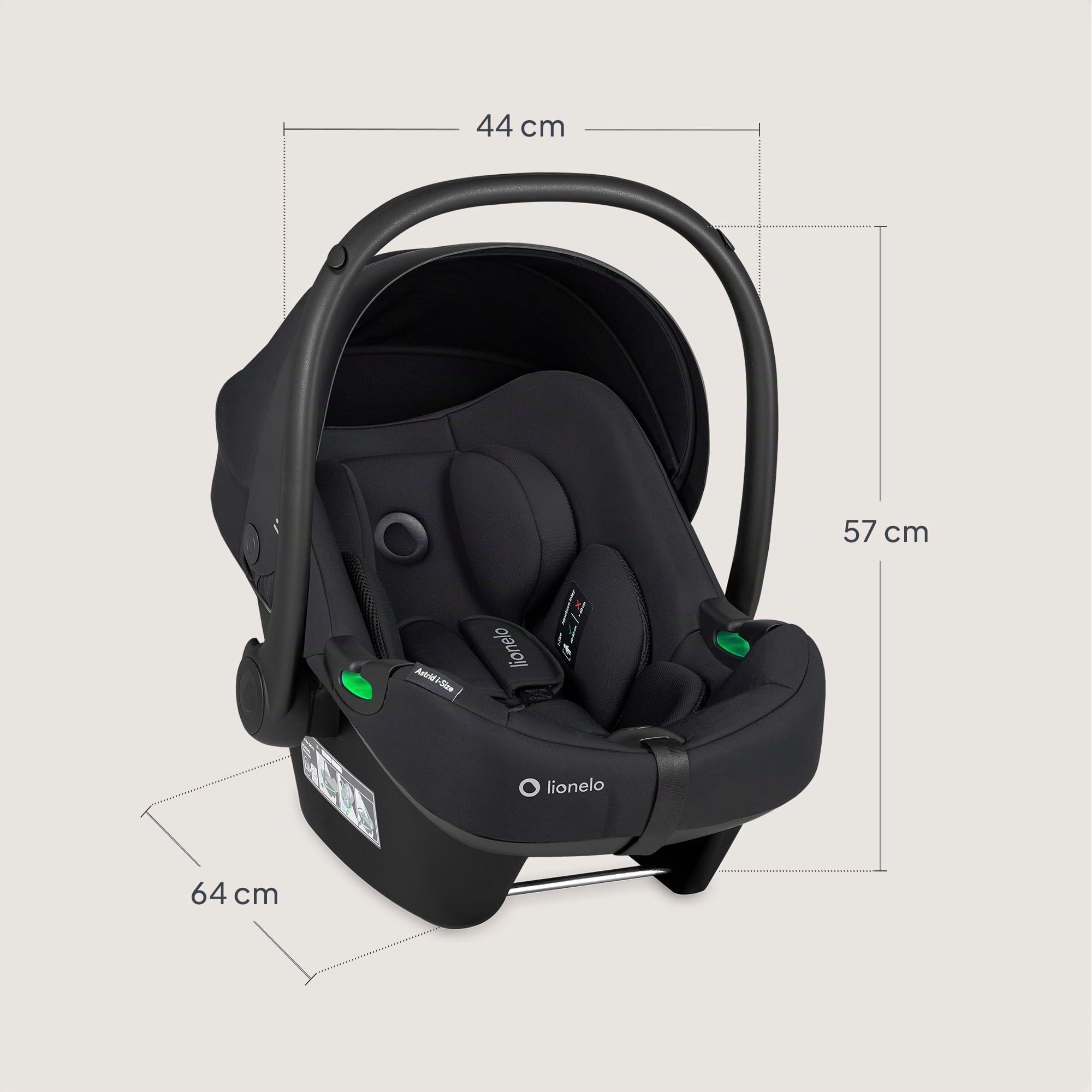 Lionelo ASTRID silla de coche para bebés 40-87 cm (Grupo 0+) i-Size puntos protección lateral Portabebés, Orientación trasera cinturón de seguridad de 3