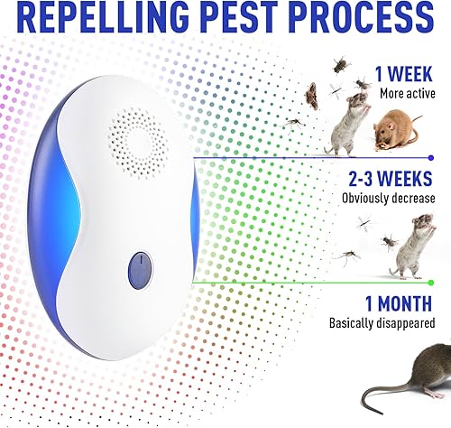 Miniatura 4 de Repelente ultrasónico de control de plagas, repelente de plagas ultrasónico 4 en 1, control de plagas en interiores para ratones, mosquitos,
