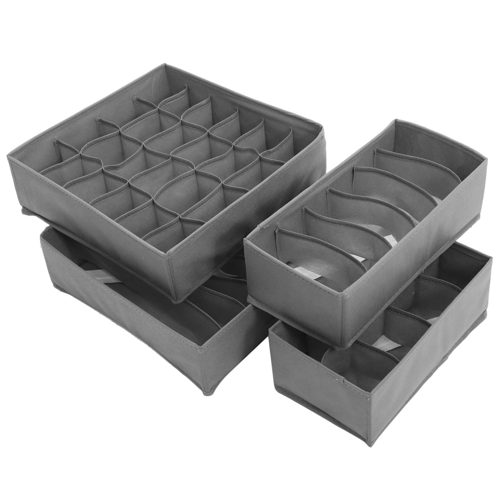 TOYANDONA 4 pezzi Organizer per Intimo in Non Grigio Scuro Divisori Salva Spazio per Reggiseni Calzini Mutande e Accessori Contenitori Pratici per Armadio e Design Minimalista per Camere