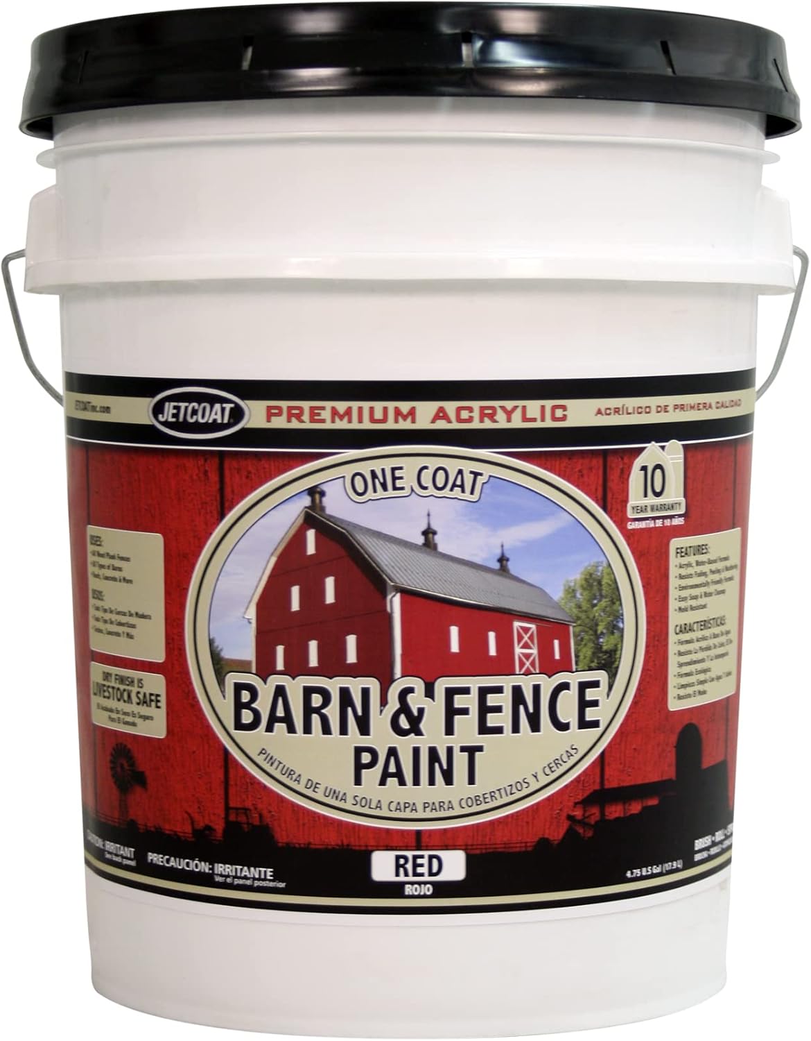 Jetcoat Red Premium One Coat Barn & Fence Paint, Livestock Friendly