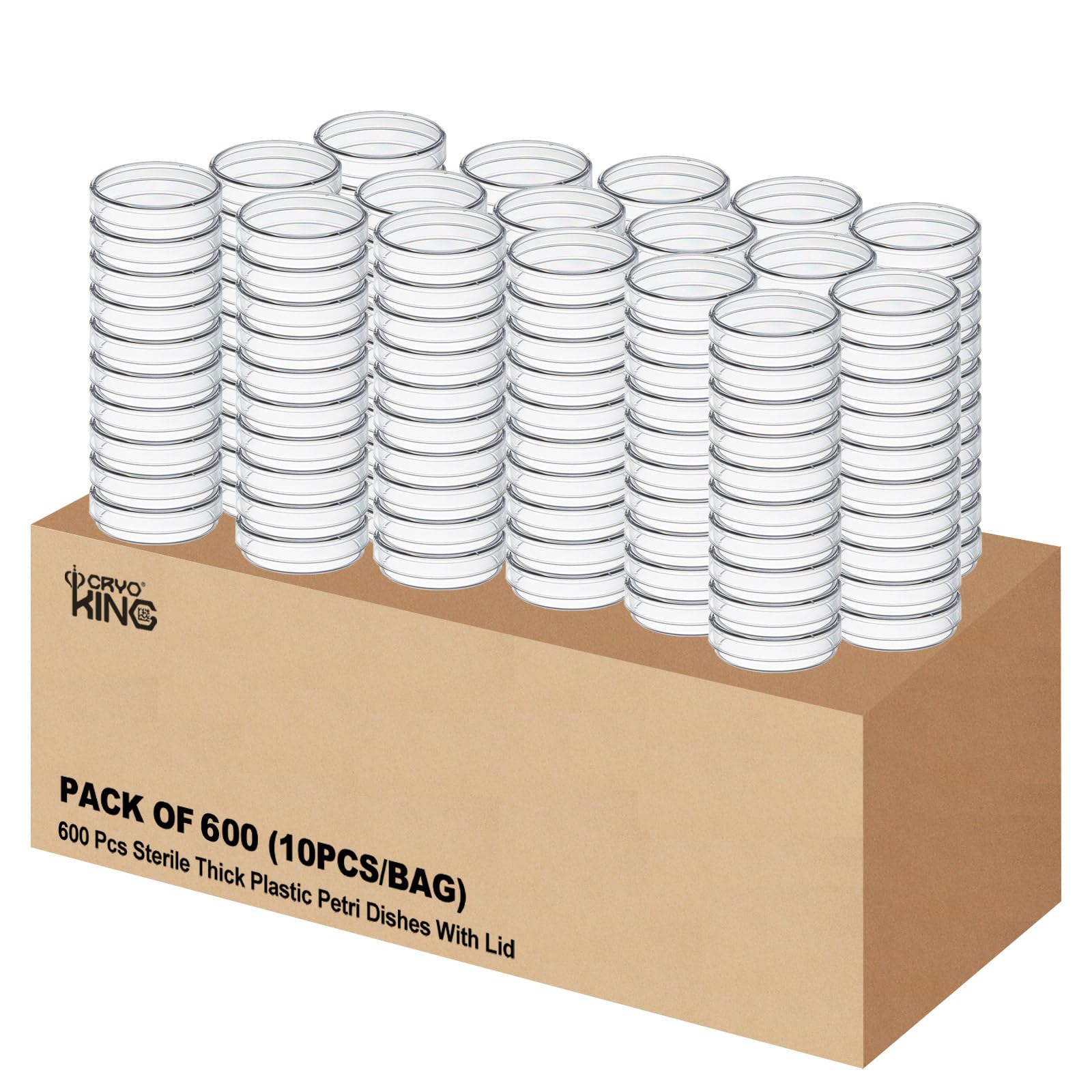 Lot de 600 bols à pétri en plastique de 60 mm avec couvercle, bol de culture de laboratoire, bols de pétri pour écoles et culture de laboratoire, levure bactérienne