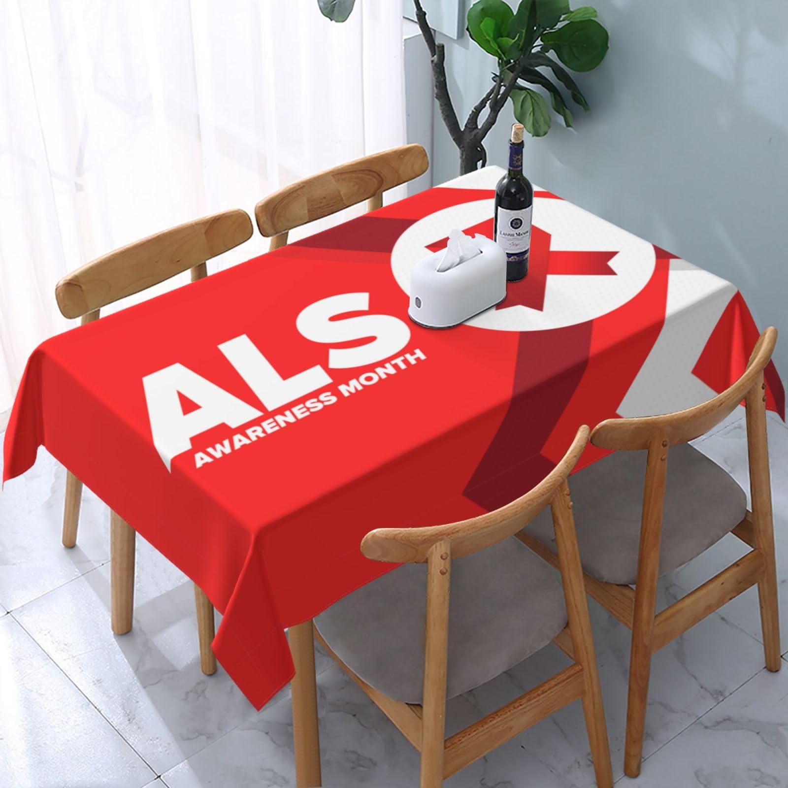 JunHeArt Als Awareness Month Tablecloth Rectangle Table Cover Washable Table Cloths Decor For Kitchen 54" X 72"