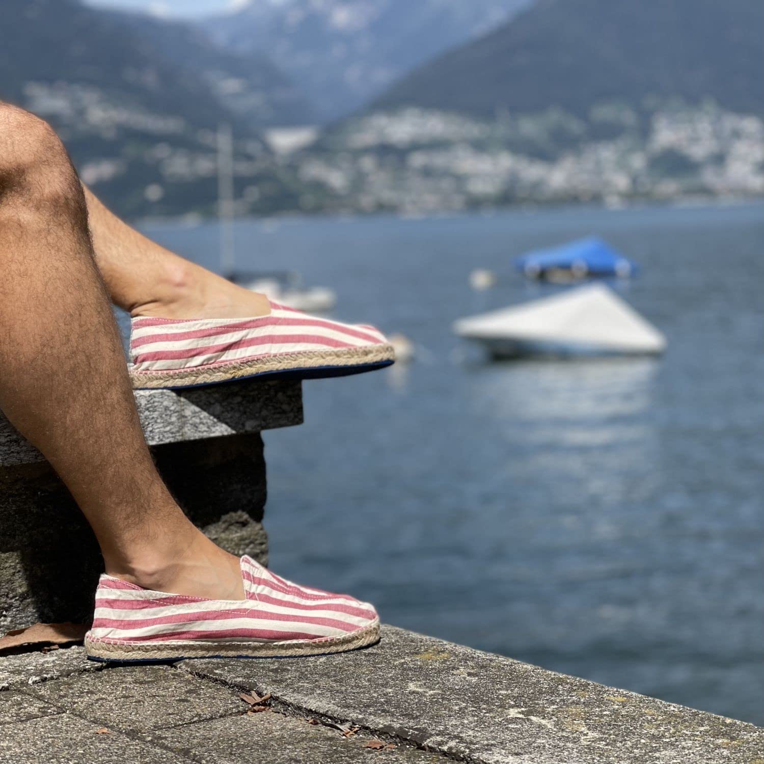 weltenmann Corralejo – Espadrilles Slip-on en Couleurs à Larges Rayures en Coton avec Sac en Tissu, 41-46, Handmade in Spain