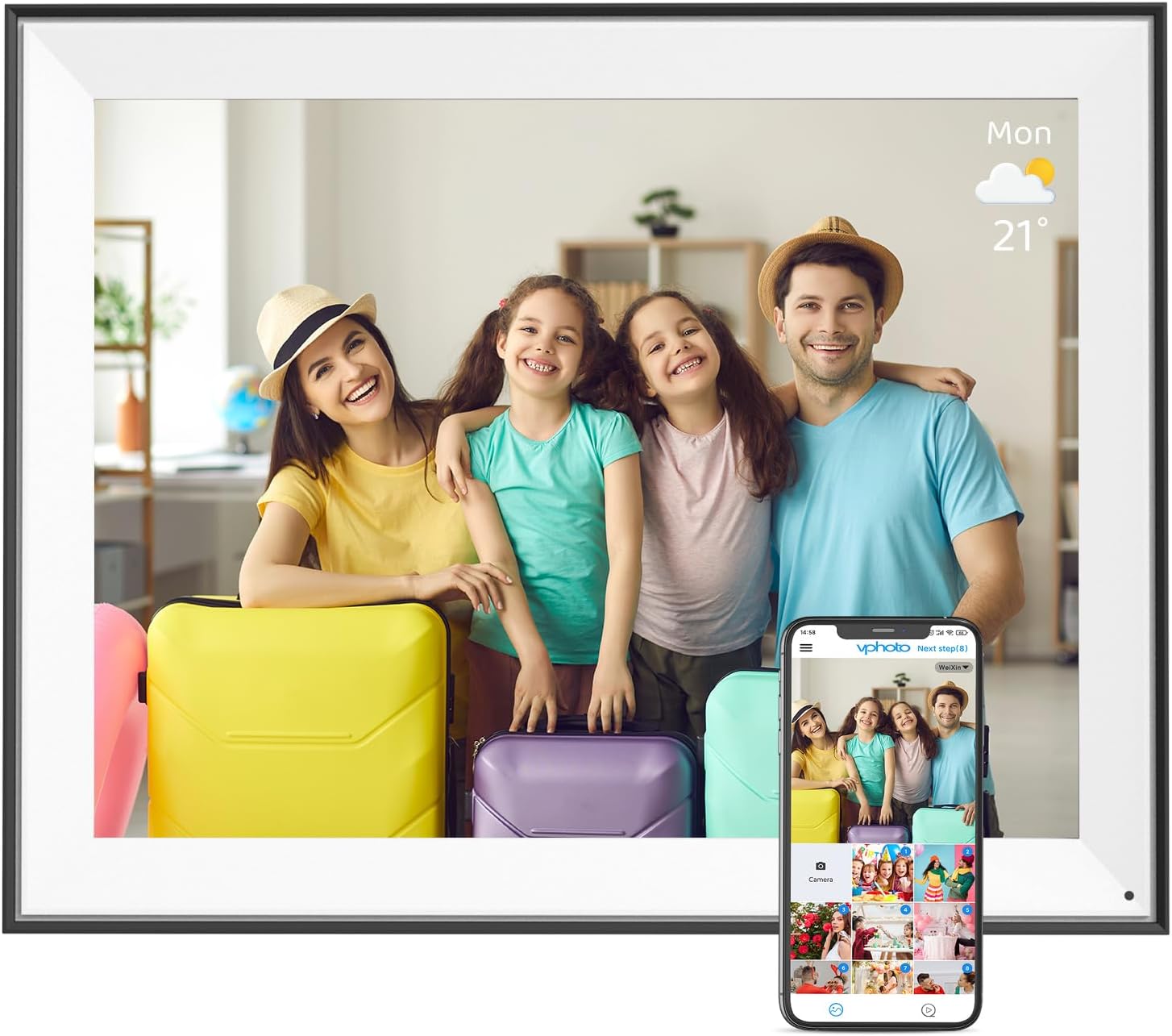 Large Digital Photo Frame 16.2"-Digital-Picture-Frame - 32GB Dual-WiFi Digital Frame, No Touch Screen, Slideshow, Load Photo Video from Phone via APP Email, Free Cloud Storage, Gift for Mom Dad