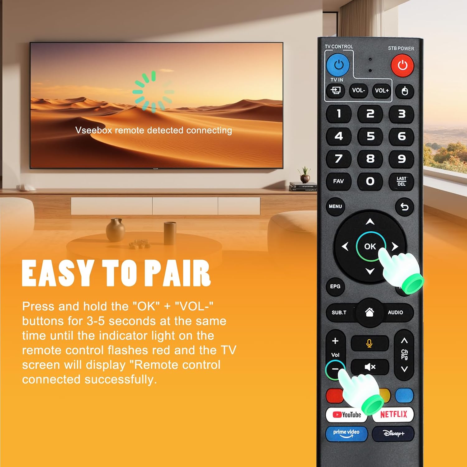 Replacement V3 Pro Voice Remote Control Compatible with vSeeBox V5 Pro / V3 Plus/V3 / V2 / V1 Pro/V1 Max/Elite/Max(Without Backlight Function)