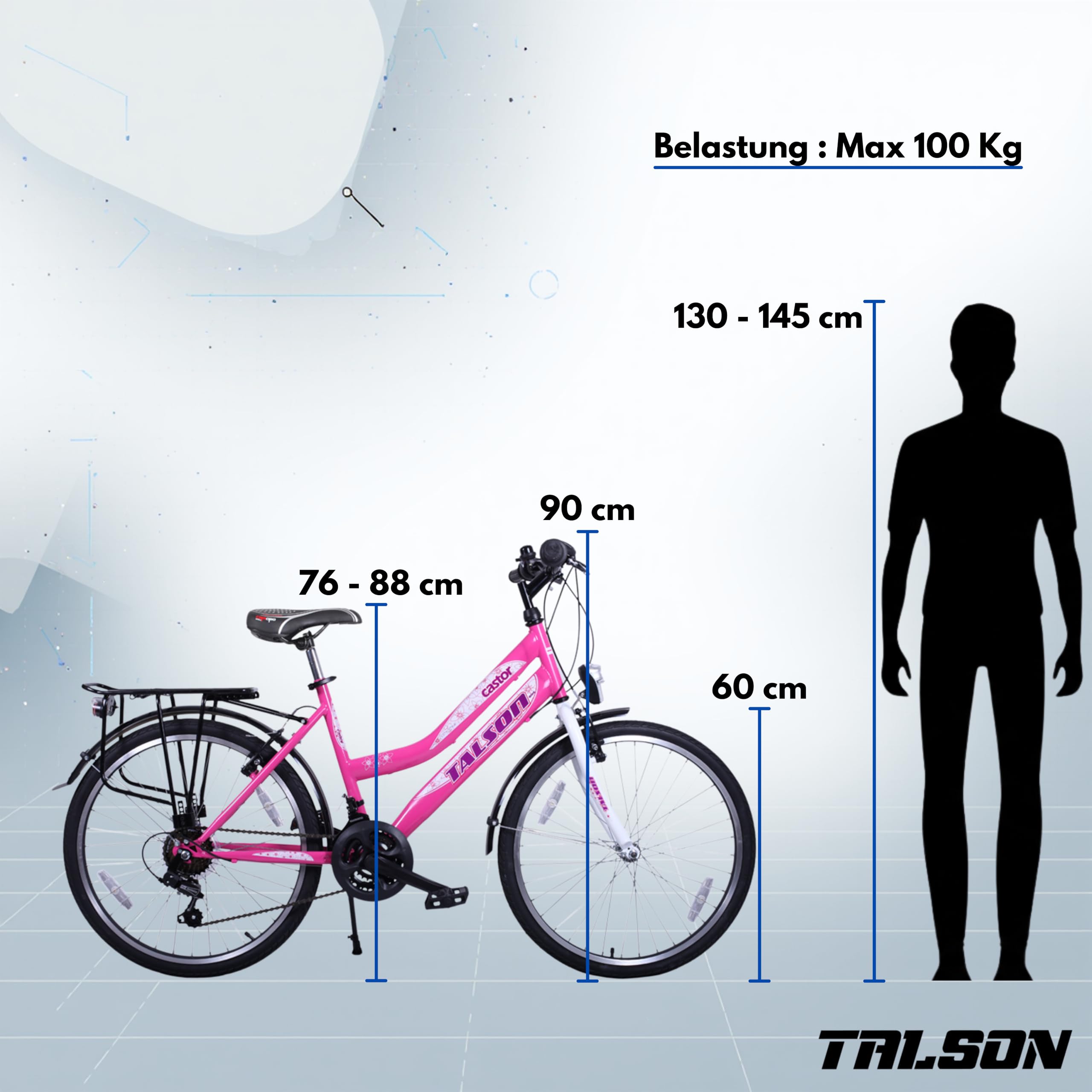 24 Zoll Mädchenfahrrad 21-Gang Shimano Schaltung mit Beleuchtung nach STVO Rosa Doppelrahmen