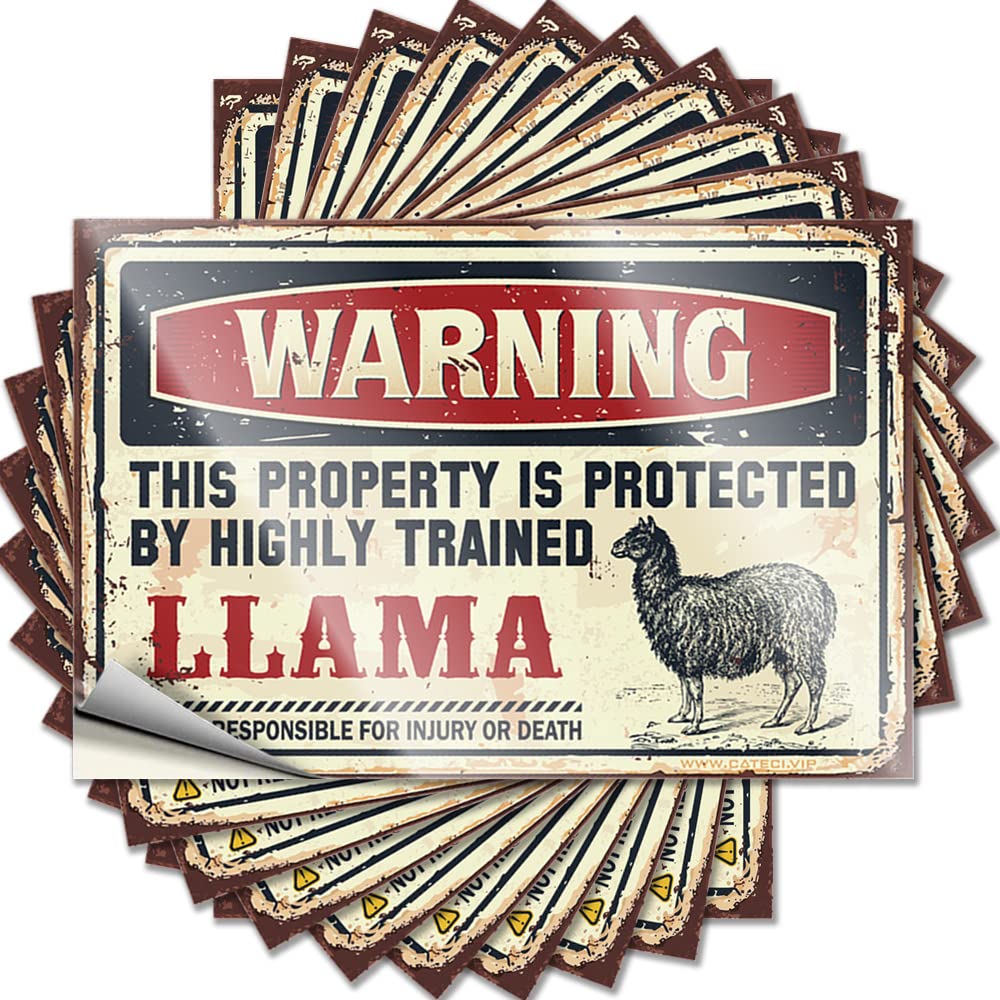 Fzfn Boys Colour Sticker Country Custom Stickers, Wall Waterproof Warning This Property Is Protected By A Highly Trained Llama For Hydro Flask | Inspirational Vinyl Decals For Motorcross Holiday(12X18cm)