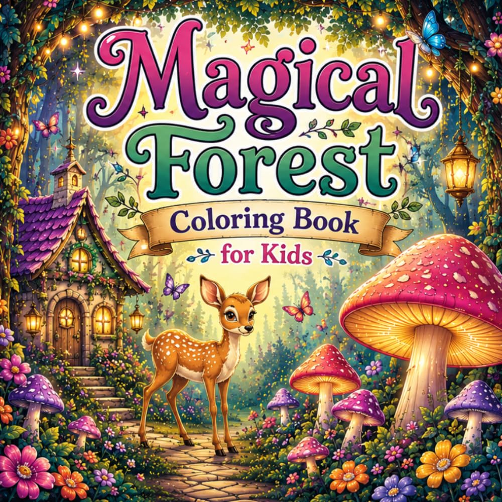 magical forest coloring book for kids: A Whimsical Adventure with Enchanted Mushrooms and Botanical Scenes for Ages 8-14