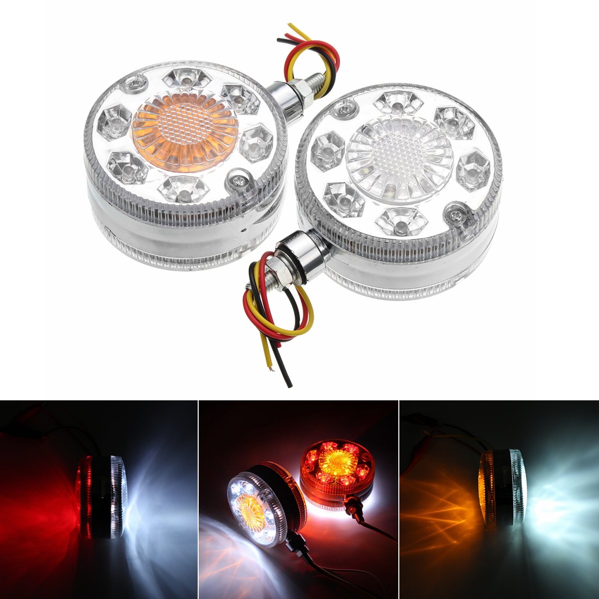 24 V 24 LED chromowane czerwone białe bursztynowe boczne światła obrysowe