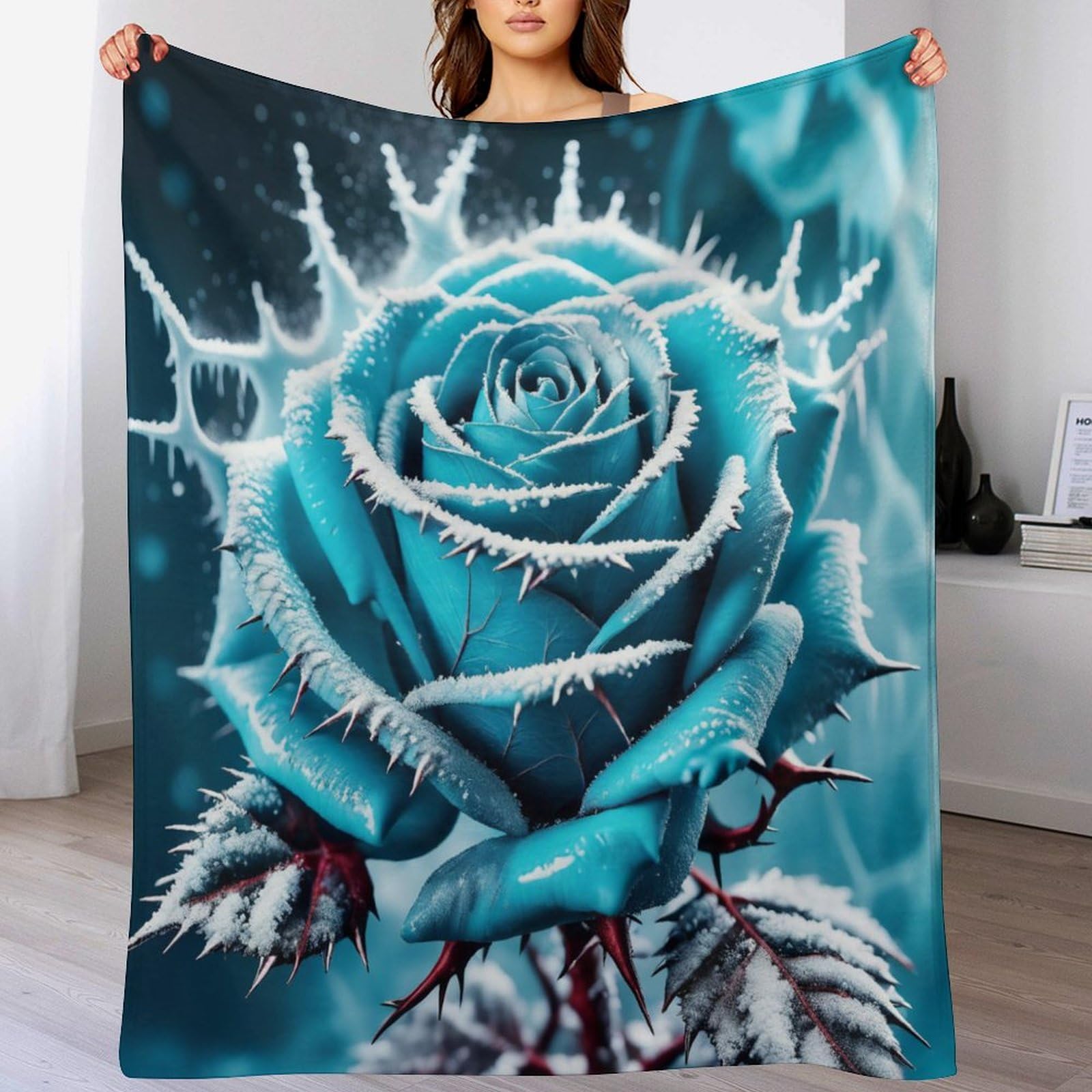 Manta de franela suave Ice Rose con acabado polar exclusivo para cama y sofá