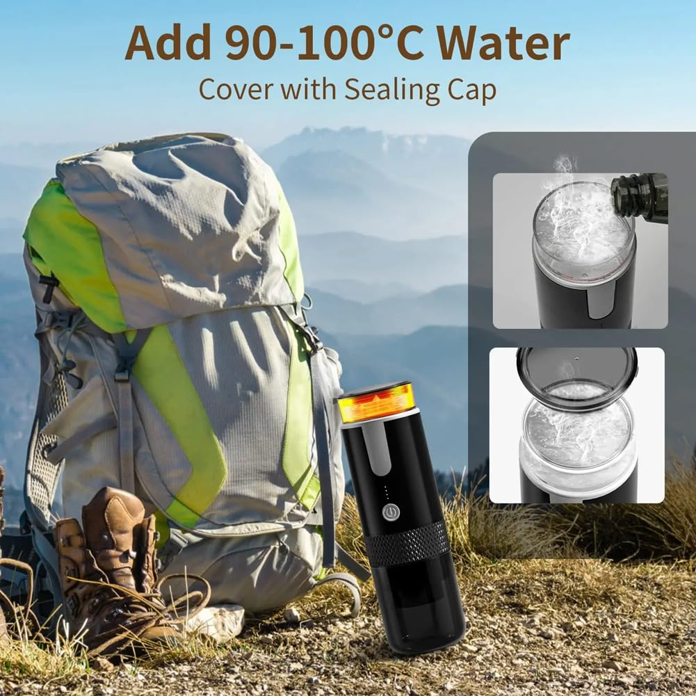 Cafetera Eléctrica con Cápsulas, Cafetera Molida, Cafetera Portátil, Compatible con Café en Polvo y Cápsulas de Café