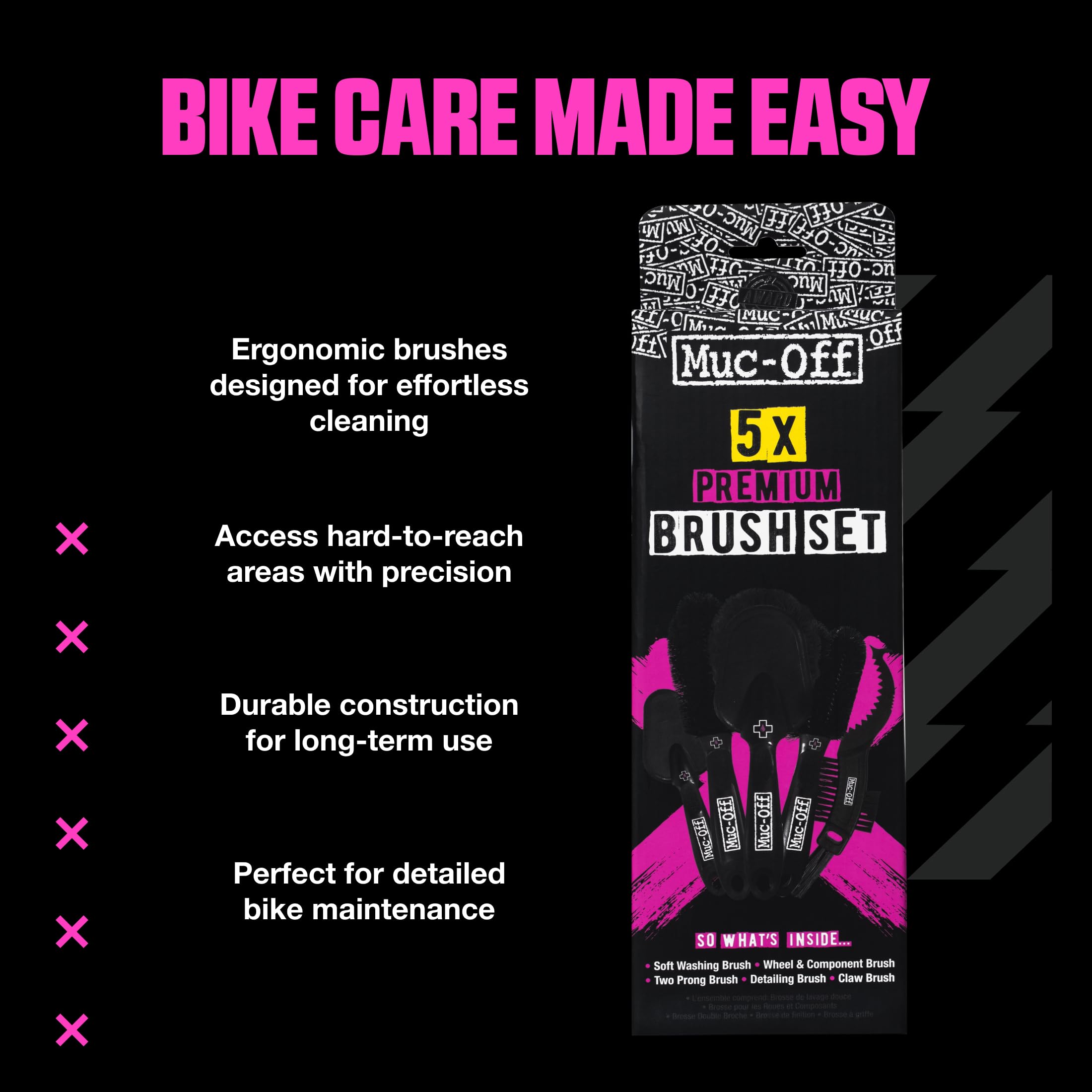 Muc Off 5 Piece Premium Kit Cleaning Brush One Size Grey