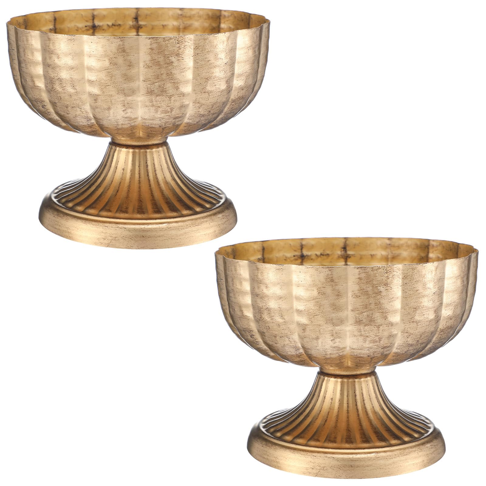 Photo 1 of ***MISSING ONE***
Honeydak 2 Pcs Distressed Gold Metal Compote Bowl 8" Wide Gold Compote Vase Flower Fruits Plant Holder Centerpieces for Wedding Birthday Party Anniversary Indoor Outdoor Activity for Most Event