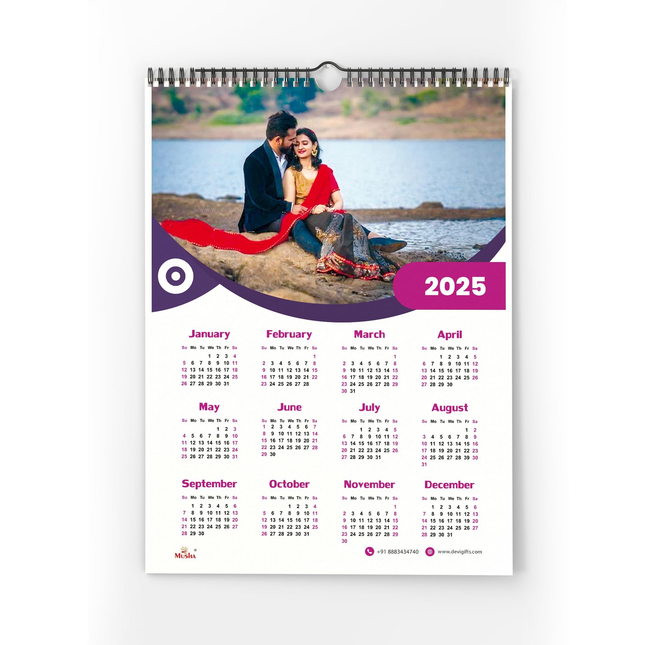 2025 Customised Synthetics Single Sheet Photo Calendar 240GSM | Waterproof | Wall Mount Calendar - MUSHA-image-0