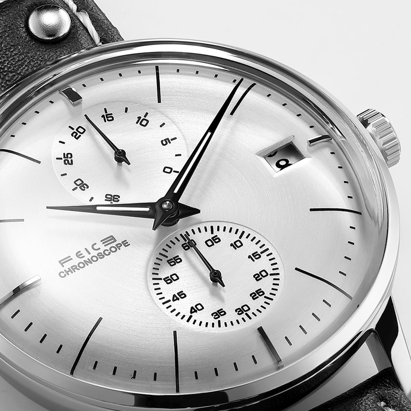 FEICE Orologio Uomo Automatico Orologio Meccanico Carica Manuale Uomo con Vetro Minerale Curvo 2.5D Cinturino in Pelle Cassa 41mm