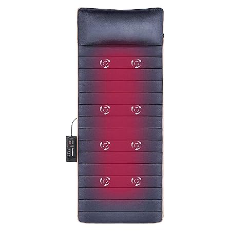 AGARO Vibrating Mat With Pillow, 8 Vibration Motors, Lukewarm Heat Function, 5 Massage Modes With 3 Intensity, Full Body Massage, Neck, Back, Waist, Legs, Grey, (33620)