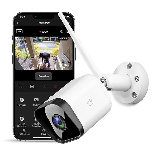 Geeni Hawk 3 1080P Outdoor Security Camera – 1-Pack Weatherproof Outdoor Cameras for Home Security Motion & Sound Detection and Night Vision, Supports Alexa & Google