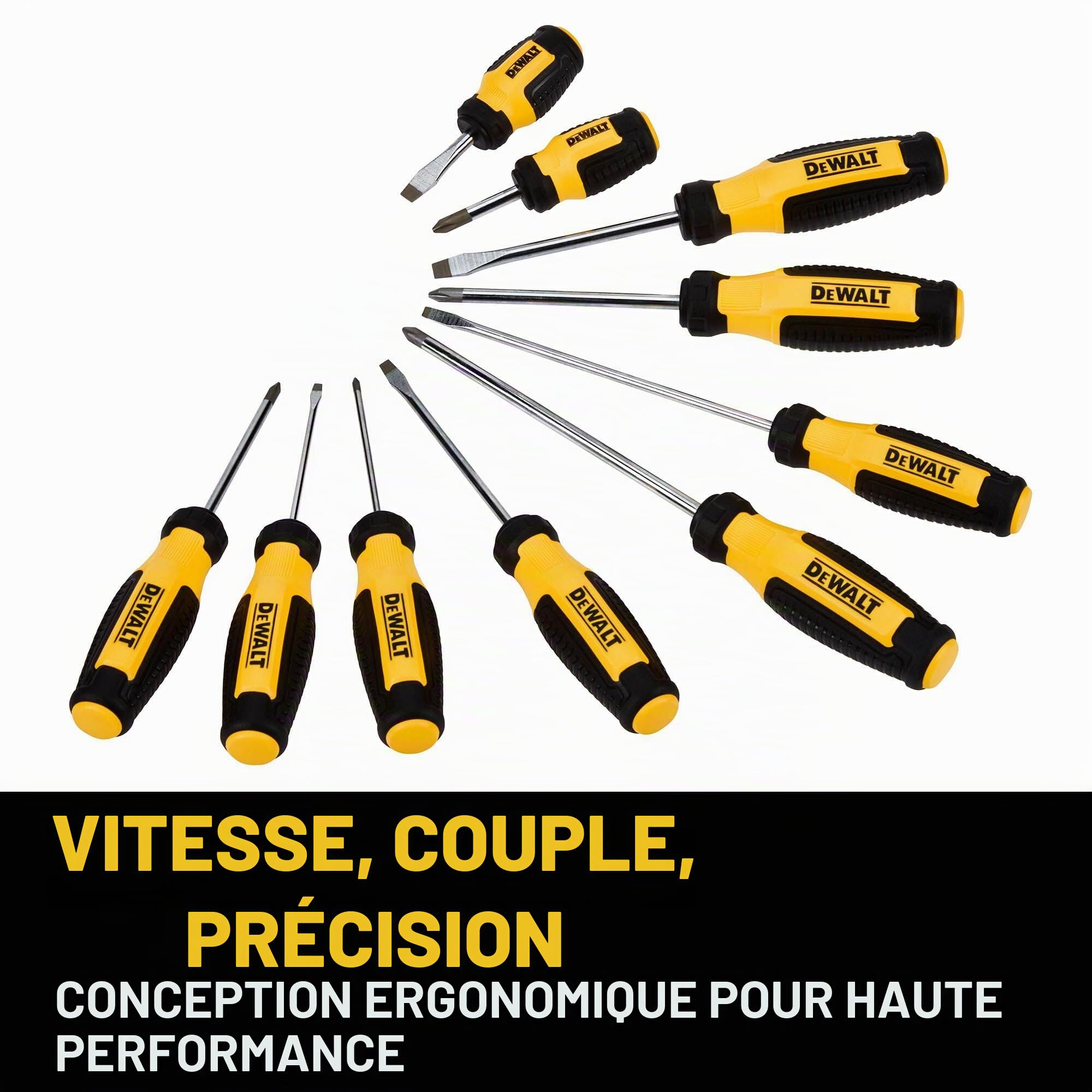 DEWALT DWHT65201 Jeu de 10 tournevis à barre fixe