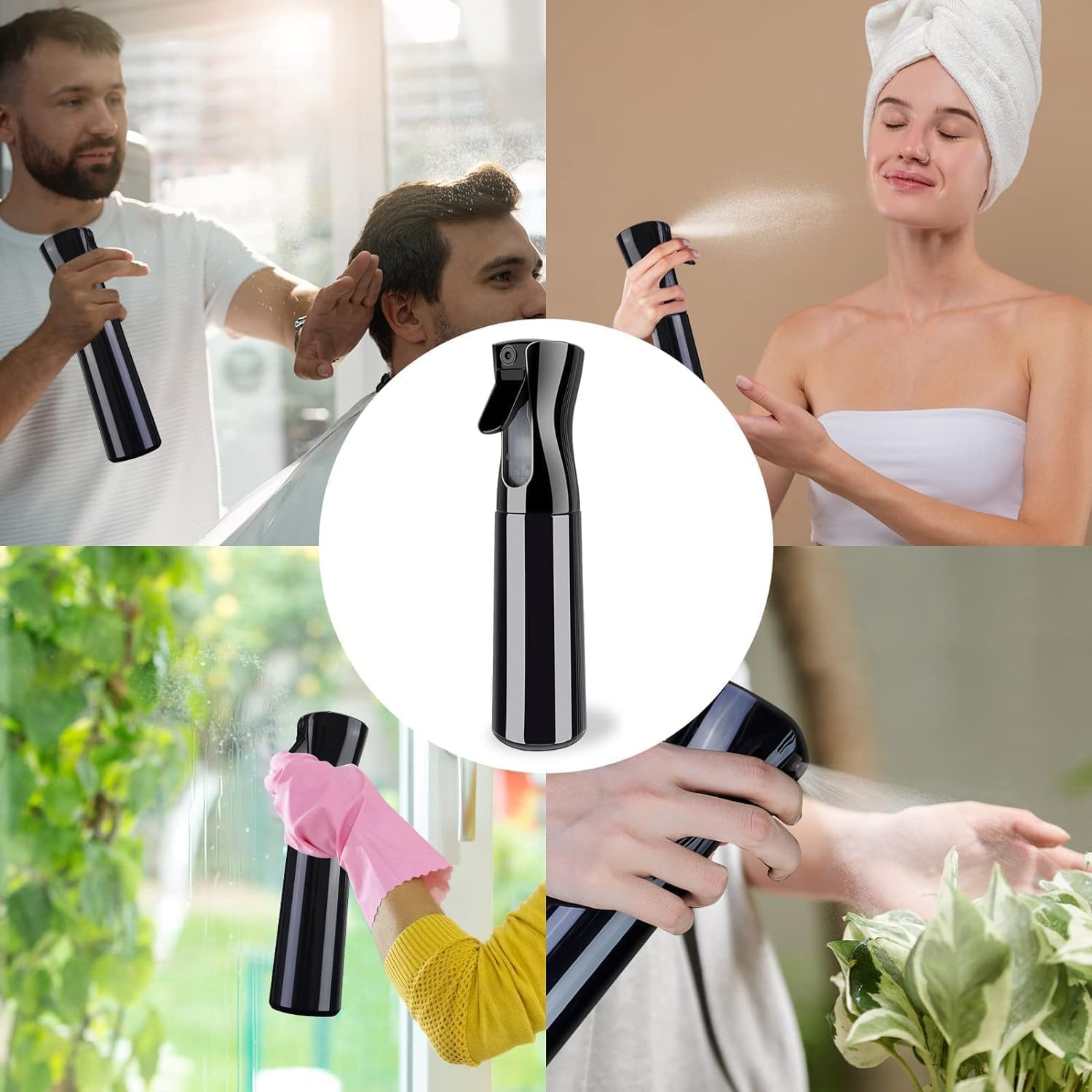 Stomaroy Refillable Empty Mist Water Spray Bottle for Taming Hair in Morning, Hairstyling, Plants, Pets (ONLY WATER USE) (Black 300 ML) 2