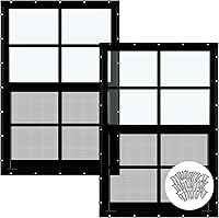 Vista 9 de Tandefio Paquete de 2 ventanas de cobertizo de 12 pulgadas de ancho x 18 pulgadas de alto, montaje empotrado negro con vidrio templado y pantalla