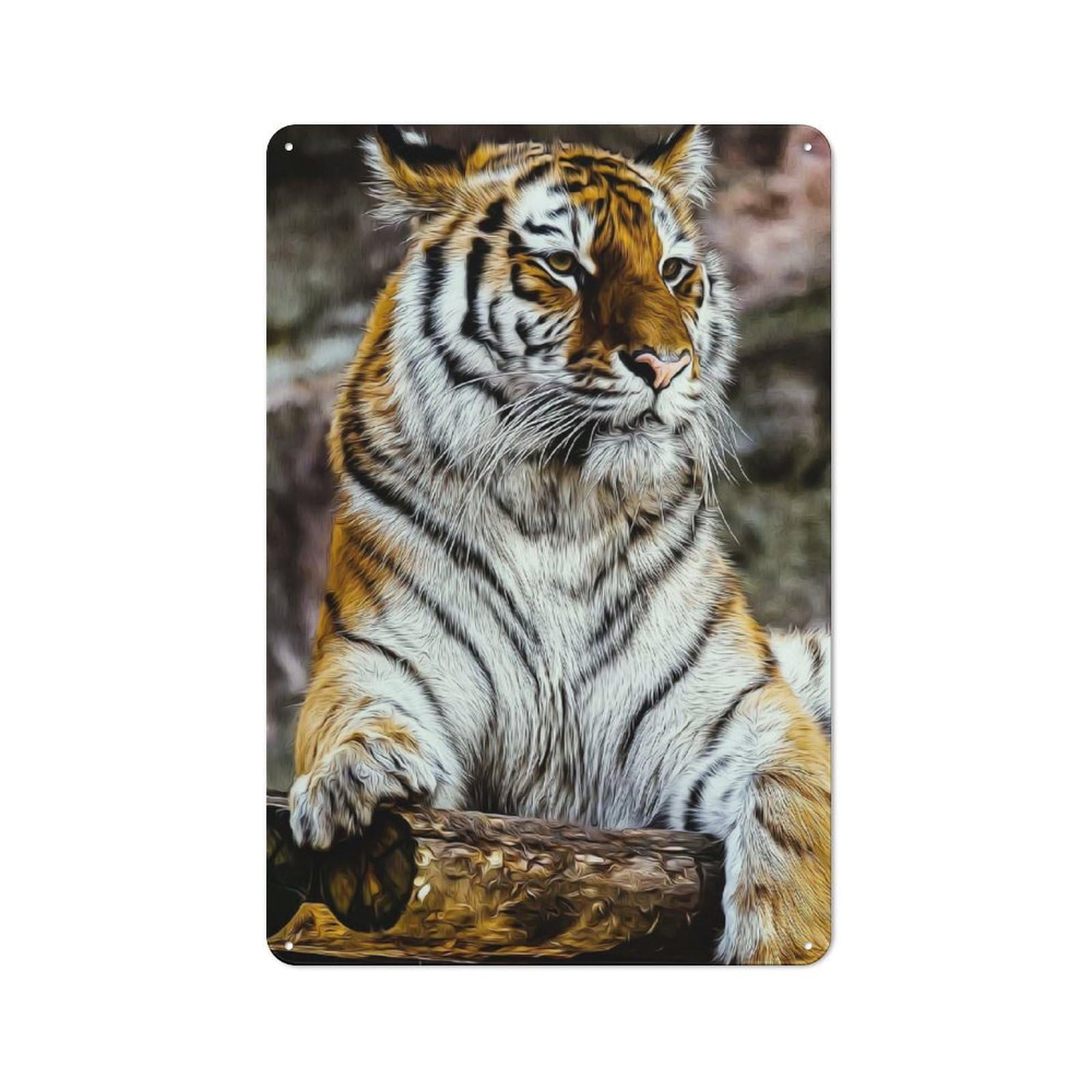 Modern Retro Tiger Metal Wall Art Sign 30x20cm, Studio Wall Art for Modern Home, Workshop, Office Or Cafe