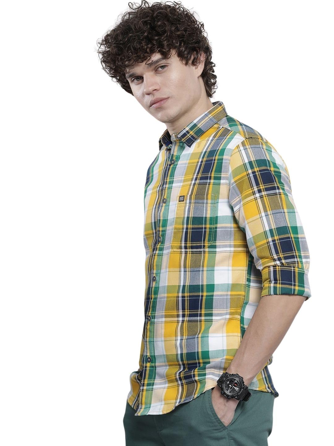 the indian garage co Men's Cotton Regular Fit Checkered Full Sleeves Cutaway Collar Casual Shirt-picture-28