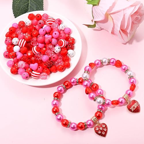 Miniatura 2 de 2300 cuentas para el día de San Valentín para hacer joyas cuentas de arcilla polimérica roja cuentas de acrílico de cristal de diamantes de
