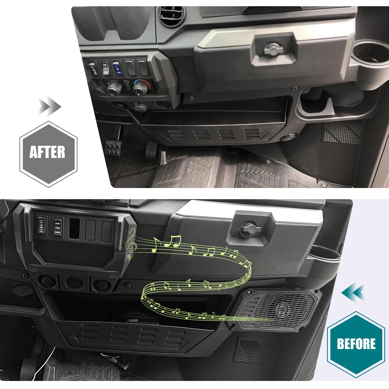 CPOWACE Pair Under Dash Speaker Pods Compatible with Polaris Ranger XP 1000/Crew XP 1000/1000/1000 XP 2018-2024 Accessories,for 5